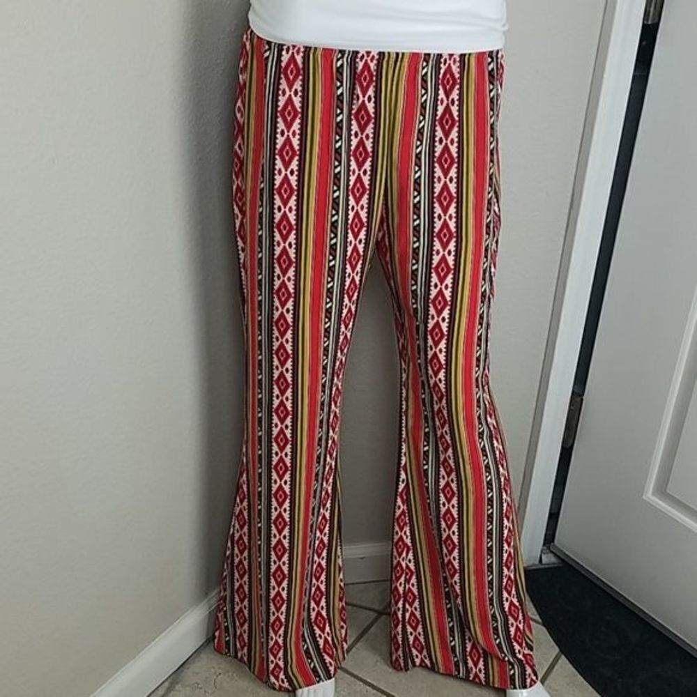 Stella Laguna Beach Boho Flare Sunset Orange Pants Y2K Indie Aesthetic Sz S - Picture 3 of 8